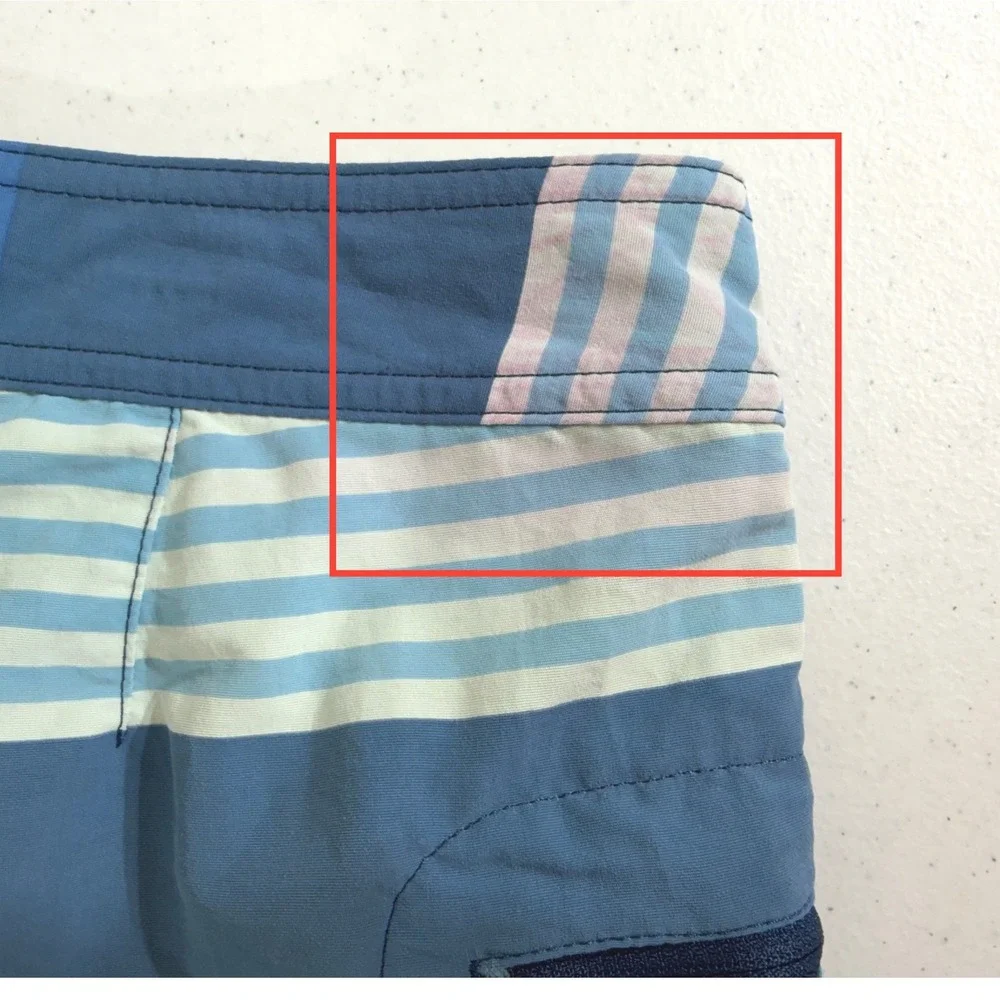 Patagonia Board Shorts 35 Blue Striped Wavefarer Mens Swim Trunks‎ READ